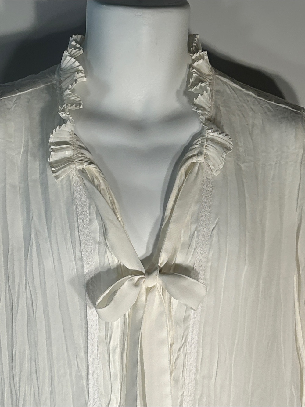 Melissa Paige SZL Ivory Georgette Blouse Career Romantic Wardrobe Staple Cottage - Picture 4 of 10